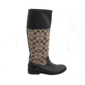Authentic Coach Chrissi Signature Monogram & Leather Knee-High Boots Size 8